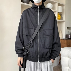 立领痞帅夹克外套男春秋款冲锋衣轻熟风工装潮牌衣服图片