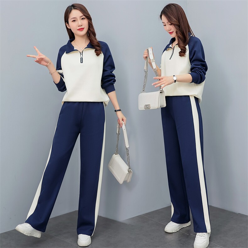 春秋休闲运动服套装女2025新款时尚撞色洋气减龄高级感卫衣两件套,女装套装/套裙,凝聚力