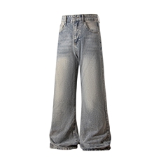 春秋新款宽松牛仔裤男潮复古直筒阔腿休闲长裤NZ00926/P35加绒P45，男装牛仔裤，电商B316