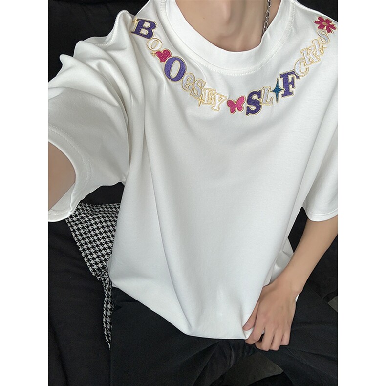 t恤男款夏季短袖cleanfit美式复古五分袖T0114-P40，男装T恤，星座308B-2