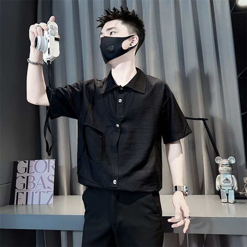 设计感小众衬衫男短袖宽松版潮流百搭社会小伙301C-CS14-P58控78,男装T恤,星座301C（原B323）