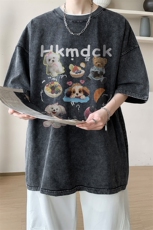 图案已注册夏季新款做旧水洗短袖T恤男潮宽松半袖打底衫S011/P35，男装T恤，电商B209