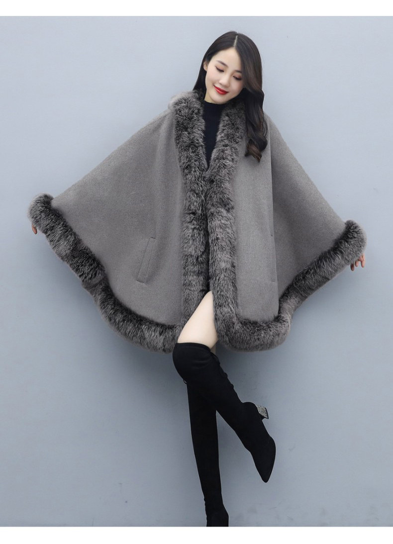 The new autumn and winter cape woolen coat is a versatile mid-length shawl for women, paired with a double-sided woolen cape coat pic 13