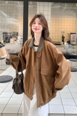 2C085-Q105P160P228复古风休闲鹿皮绒外套，女装短外套，2C085