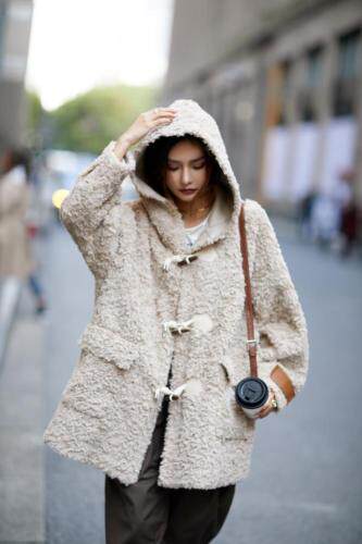 皮毛一体颗粒绒帽子款减龄现货，女装，是爱 SHI AN