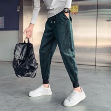2025秋冬灯芯绒裤子男韩版纯色休闲裤潮流百搭男束脚裤网红同款，男装休闲裤，电商A327