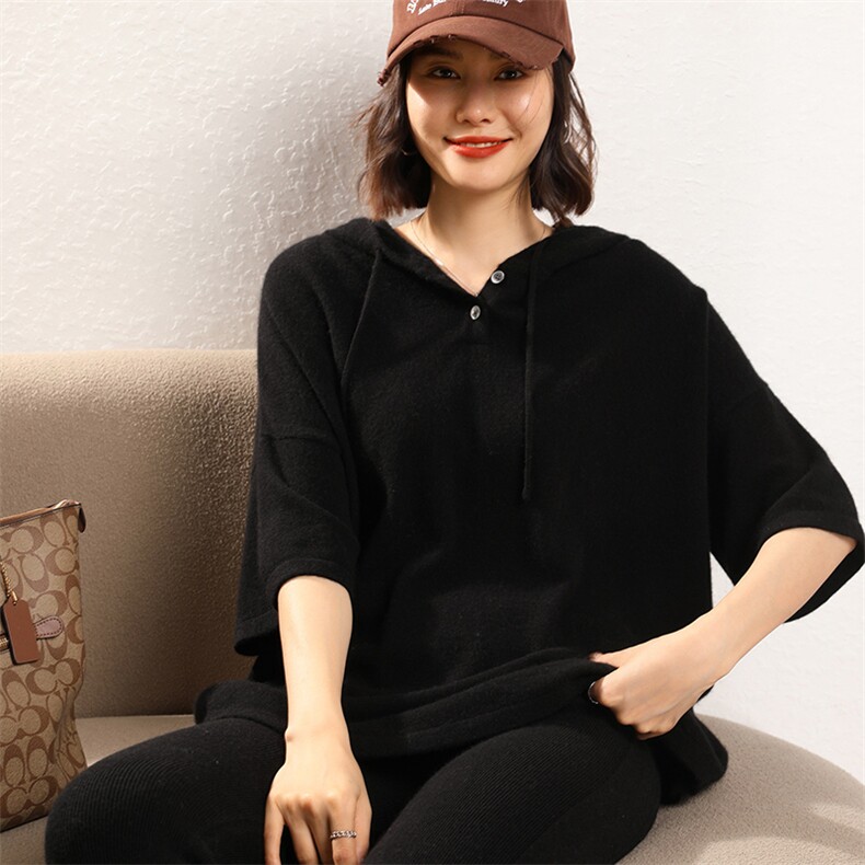 2024秋冬新款山羊绒宽松纯色保暖简约休闲针织上衣,女装羊绒衫,五色羊羊绒