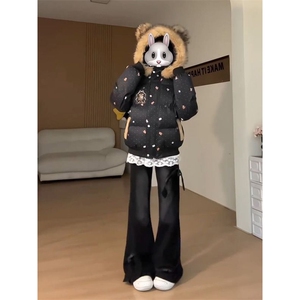 1506-981/M78691/P99卡通熊耳朵毛领连帽棉服外套男女暖和面包服图片