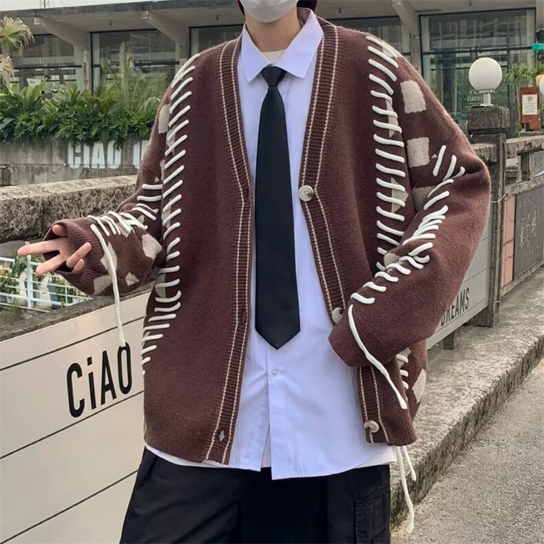 圆领毛衣男港味2023秋季复古日系针织衫M716P58,男装针织衫/毛衣,星座1116-2