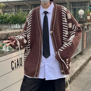 圆领毛衣男港味2023秋季复古日系针织衫M716P58图片