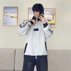 抖音得物品质秋冬美式高街重磅结构拼接织带翻领卫衣夹克外套W113，男装夹克，电商A486