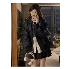 W10525-P63网图现货新款美拉德皮衣外套棕色美式复古高品质，男装皮衣，星座1608