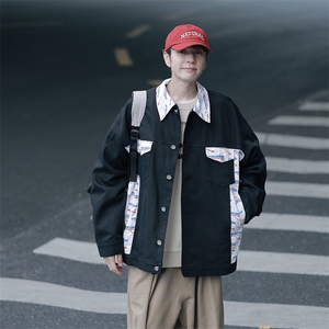 特批75 cityboy街拍秋季翻领夹克男女外套港风拼接工装外套GJK222图片
