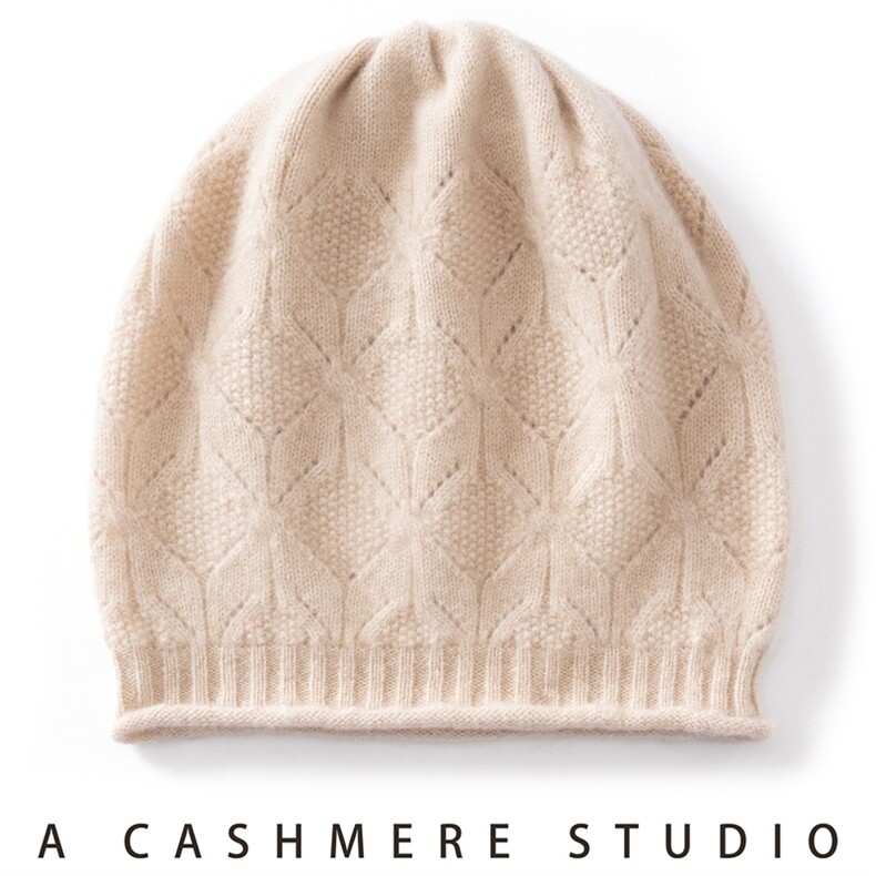 2025年春季新款镂空针织羊绒帽时尚休闲通勤百搭，帽子，思琳羊绒