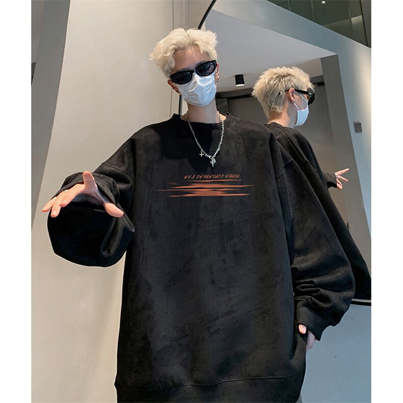 抖音得物供货提供视频秋冬重磅美式麂皮绒圆领卫衣JY334,男装卫衣,电商A486