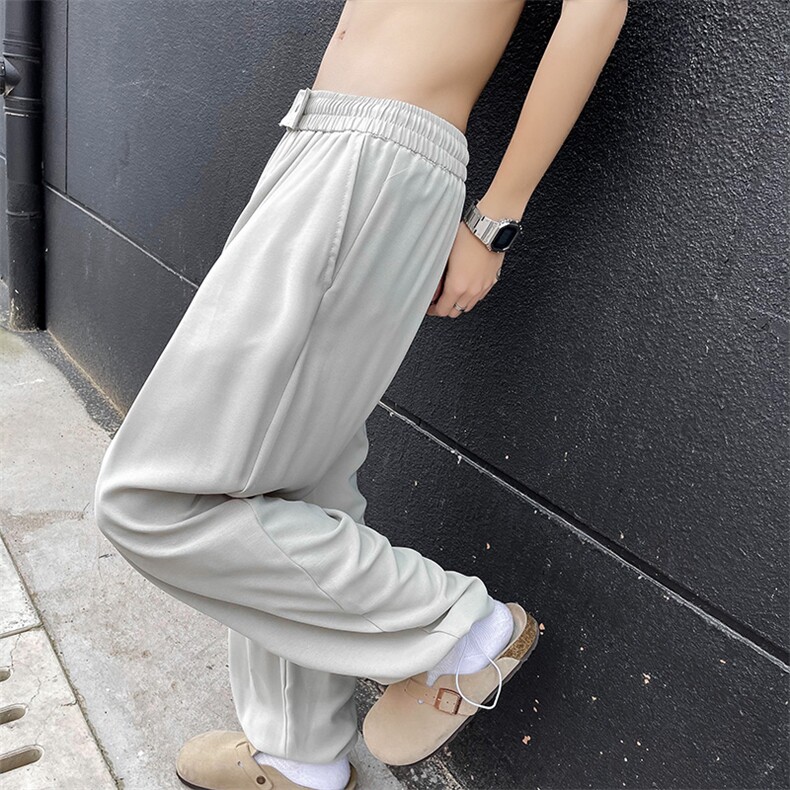 休闲裤男韩版潮流百搭裤子夏季薄款坠感阔腿拖地长裤K02839-P35,男装休闲裤,星座308B-2
