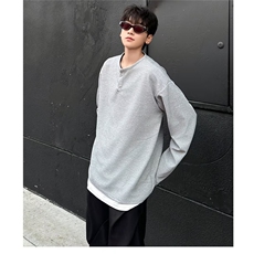 新款假两件长袖t恤男装秋季oversize宽松休闲打底衫上衣Y2800/P45，男装T恤，星座506