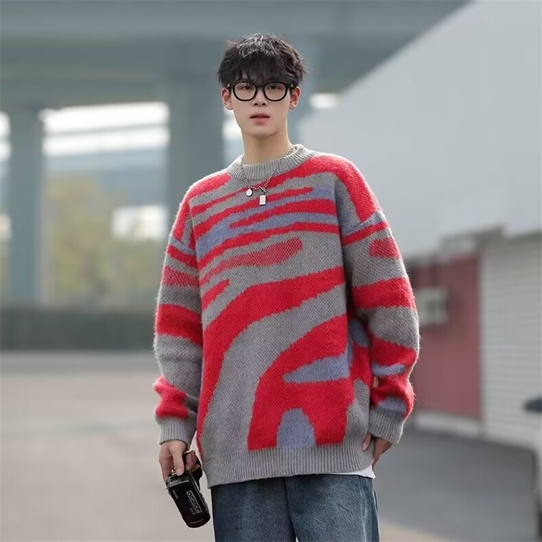 B301P48秋冬新款男女同款宽松毛衣外套男装上衣图片