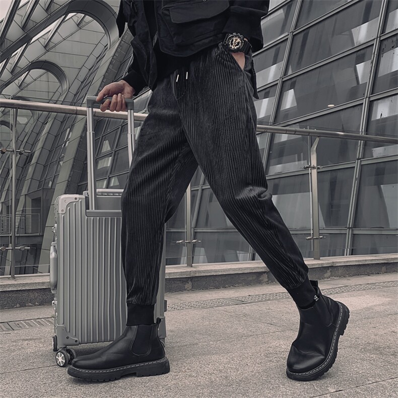 2025秋冬季新款灯芯绒休闲裤男韩版潮流纯色条绒裤子男网红同款，男装休闲裤，电商A327