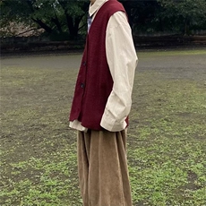 0121-P45V领青少年酒红色针织开衫马甲男秋冬款潮流休闲秋季，男装背心/马甲，电商B323A