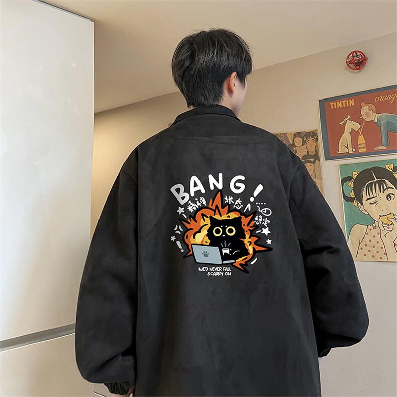 麂皮绒夹克男大码立领褂子外套JK85405-P68 加绒款-P78图片