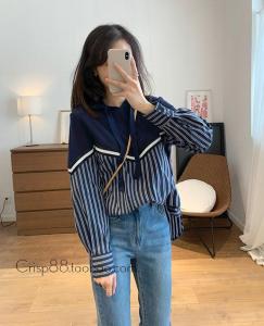 2021秋装新款针织上衣拼接衬衣显瘦,女装其它,蜜思优沫