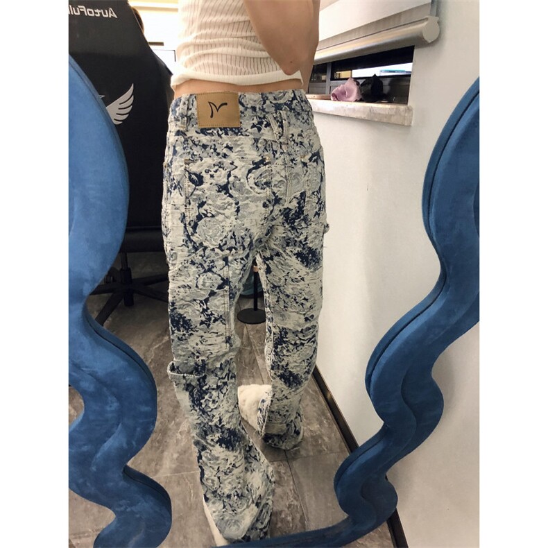 【有货】1197CC-特P76青花瓷牛仔裤男女设计感直筒裤子,男装牛仔裤,星座1007（原301D）