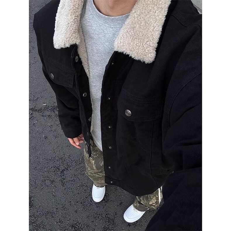 现货加绒牛仔棉服男冬季棉衣外套羊羔绒翻领夹克毛领MY1089-P110,男装夹克,星座1103-3
