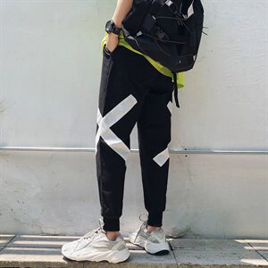 2021 春季新日系松紧腰个性男贴布工艺大码九分裤休闲裤K8110-P55图片