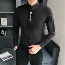 B302CS68潮男装夜店少爷工作服长袖衬衫送同款领带，男装衬衫，电商B216（原B302）