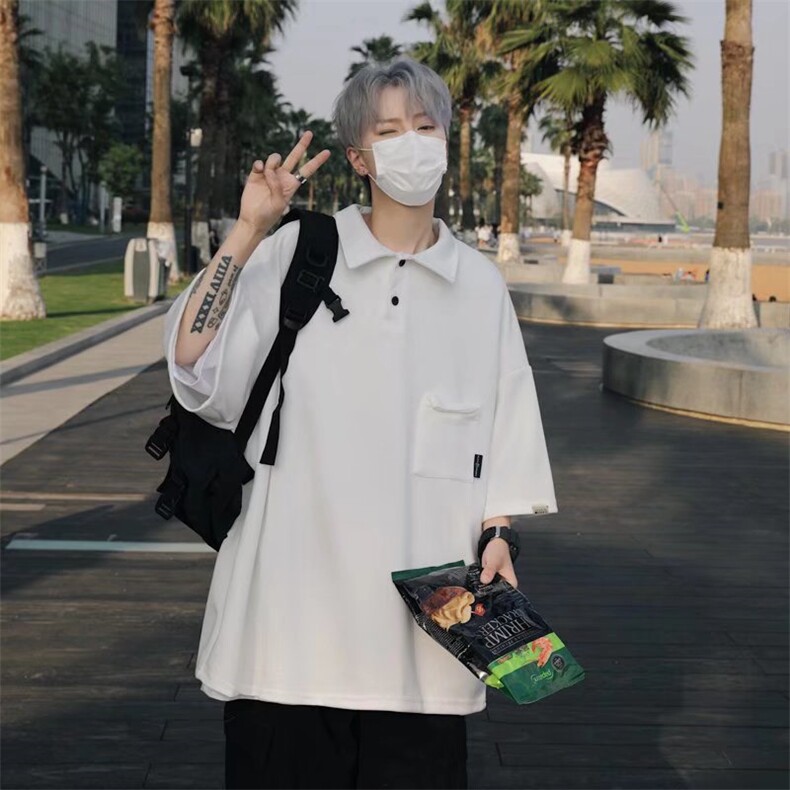 polo衫美式校园短袖男设计感小众复古日系2024翻领t恤WB269-P31,男装T恤,星座412-2