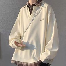 LA81-P38男道美式复古半拉链短款套头卫衣男春季宽松情侣长袖，男装T恤，电商B323A
