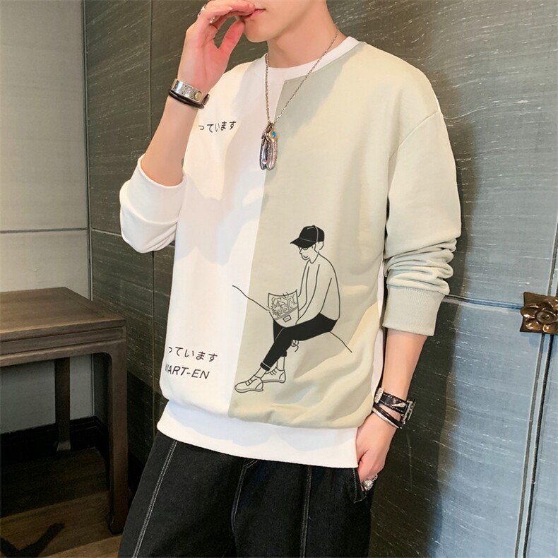 休闲圆领套头卫衣男宽松韩版2021新款bf风百搭长袖t恤DS982T,男装卫衣,电商A102