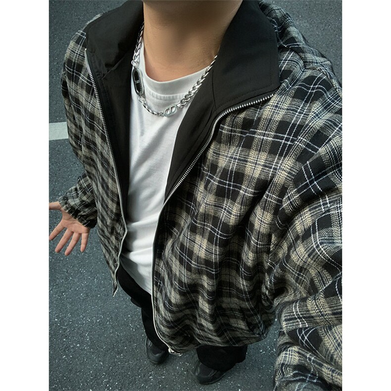 特P80无差价新款春秋时尚正反穿百搭夹克外套-HJ5728男模外景,男装夹克,电商A003