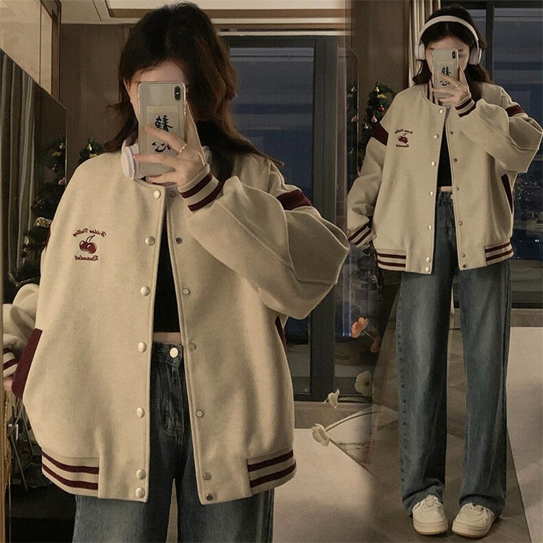 学院风字母刺绣棒球服外套少女春装2025新款初中高中学生宽松夹克,男装夹克,星座506A