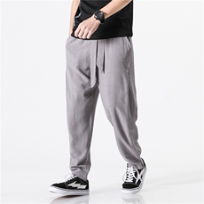22夏季大码风棉麻裤宽松休闲直筒哈伦裤日系亚麻薄款K25/P55，男装休闲裤，电商A221A