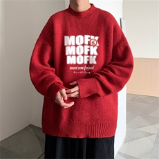 ！23港风宽松大码半高领毛衣圆领针织衫M3362-P45控68加绒+10，男装针织衫/毛衣，电商B370