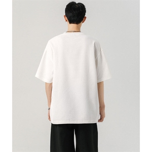 仓库现货T10138-特批35 控68 肌理感高品质圆领大码短袖T恤图片