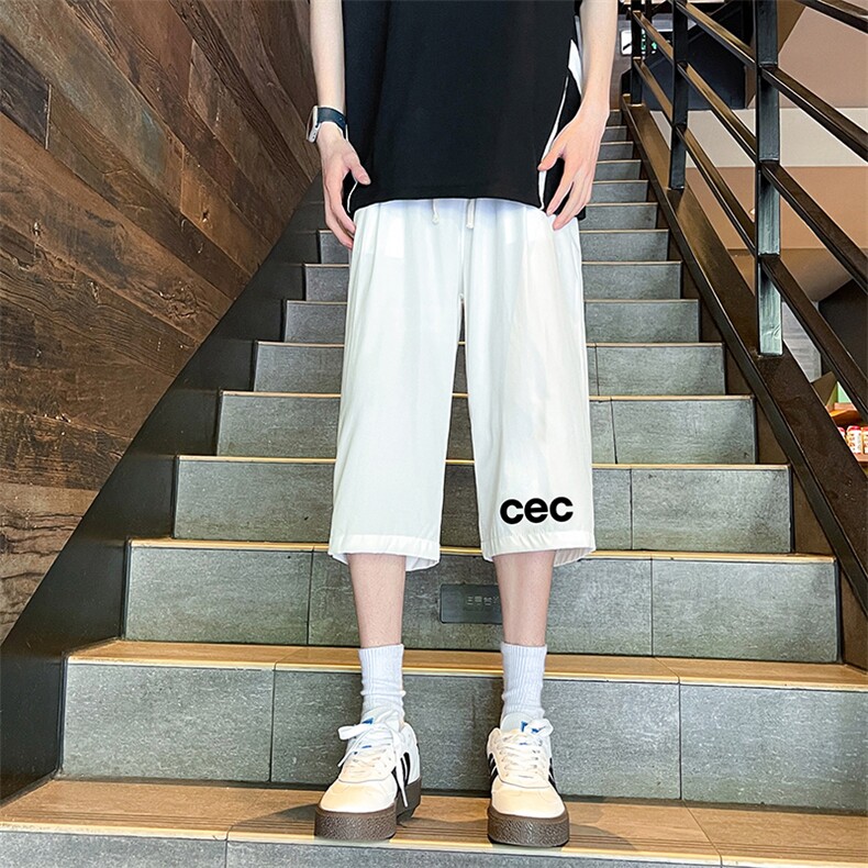 QK72294-P25冰丝七分裤男大码速干短裤男五分裤港风风格,男装休闲裤,电商A040