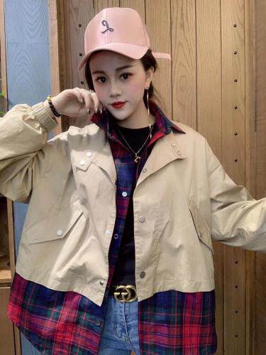 拼格子外套，女装，水恋百合