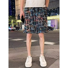 休闲裤男士夏季韩版潮流印花五分裤宽松直筒运动沙滩裤YA223-P38，男装牛仔裤，星座208-5