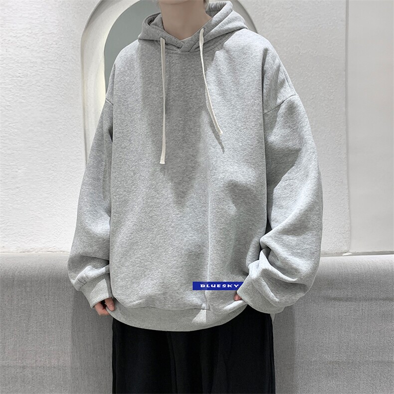 WY2202-P35加绒款-P40纯棉连帽卫衣男大码运动帽衫宽松薄外套男,男装卫衣,电商A040