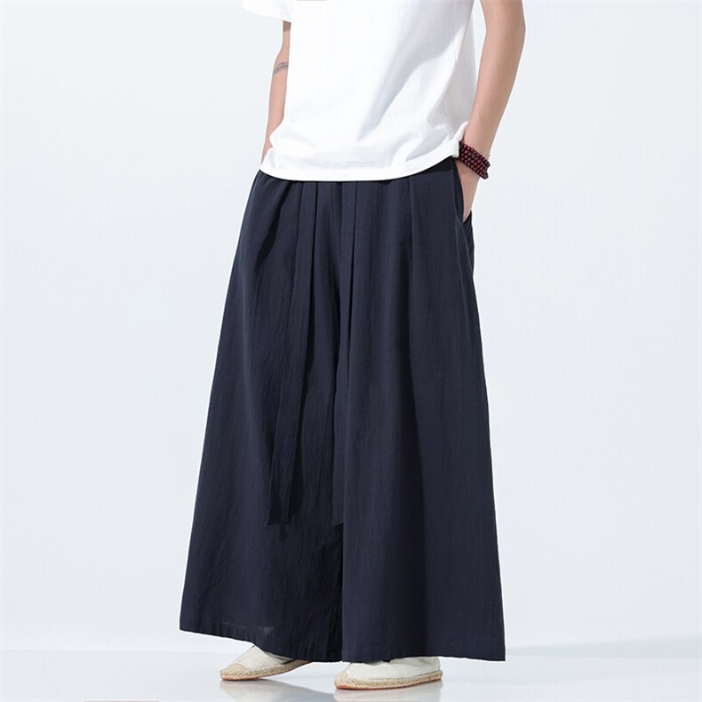 2025汉服唐装宽松阔腿裤风棉麻阔腿裤基地A057-K371-P55,男装民族服装,电商A057B