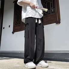 立体包边男款夏季风潮牌设计感大码宽松阔腿直筒长裤子K2840，男装休闲裤，星座1116A-1（原606A）