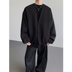 松弛感慵懒风随性休闲无领宽松麻料西服夹克便服单西-82566-P95，男装西服，电商B289