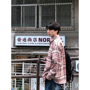 特P40 无差价新款秋季潮流格子长袖衬衫-HS2297 港风街头图片