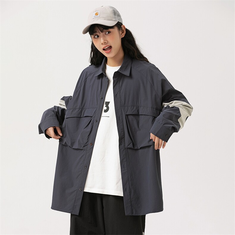 2026春季新款男日系潮牌拼色长袖衬衫宽松外套衬衣CS266-F96,男装衬衫,电商A101（原外27）
