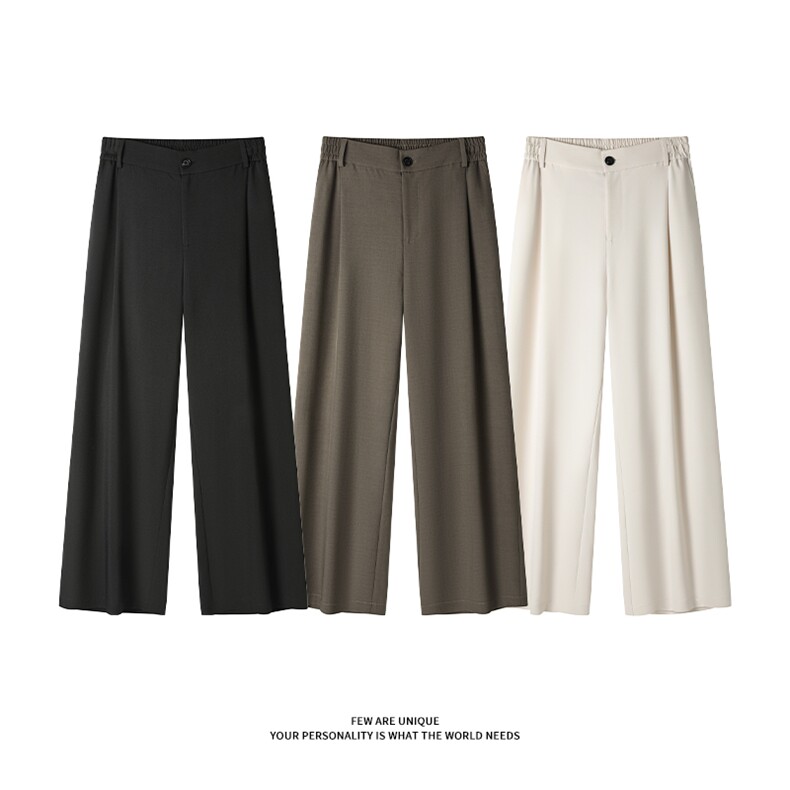 春季2026休闲裤男老钱风阔腿裤打褶垂感西裤C62184-TP3568，男装西裤，电商A102