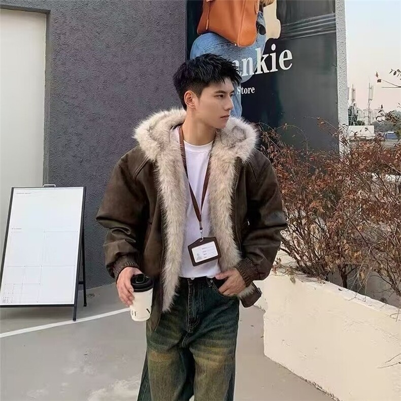 网图高街座山雕棉服加厚连帽毛领外套夹克棉衣A025-QY194-P108,男装夹克,电商A025