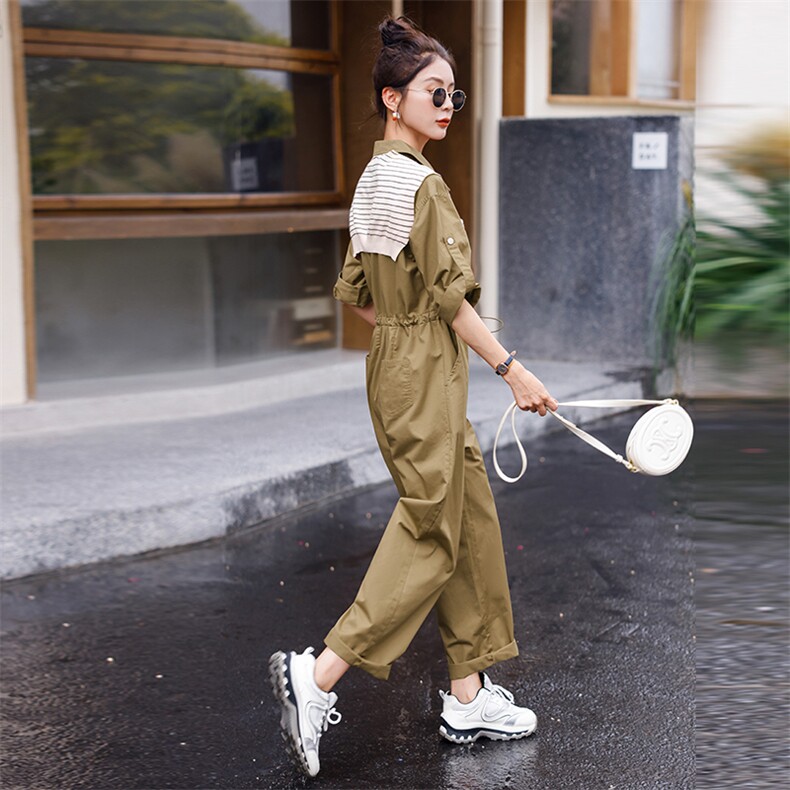 工装连体裤女春秋装新款时尚显瘦小个子休闲披肩连衣裤子,女装休闲裤,微微衣阁